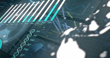 Composite of digital data processing over screens. Global online security, computing and data processing concept digitally generated image.