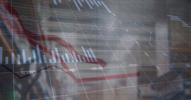 Depodaki mali verilerin ve grafiklerin resmi. ticaret, dağıtım hizmetleri, ekonomi ve teknoloji dijital olarak üretilen imaj.