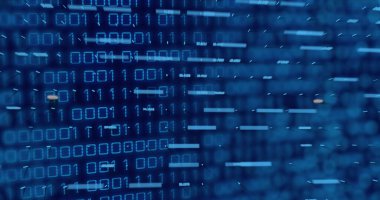 Siyah arkaplanda veri işleme bileşimi. Küresel teknoloji, bilgisayar ve dijital arayüz kavramı dijital olarak oluşturulmuş görüntü.