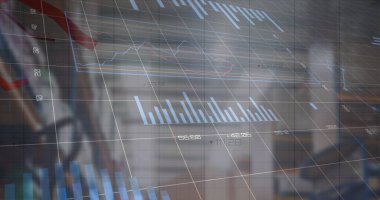 Depodaki mali verilerin ve grafiklerin resmi. ticaret, dağıtım hizmetleri, ekonomi ve teknoloji dijital olarak üretilen imaj.