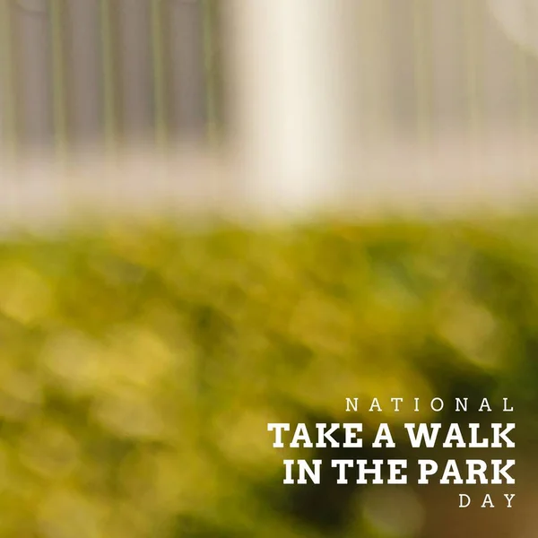 Composite National Take Walk Park Day Text Defocused Plants Growing — стоковое фото