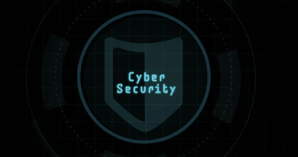 Composition Online Security Text Shield Icon Black Background Global Online — ストック写真