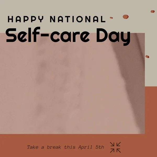 Composition of national selfcare day text and copy space over pattern