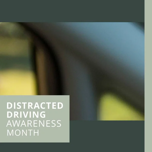 Composition Distracted Driving Awareness Month Text Blurred Background Distracted Driving — стоковое фото