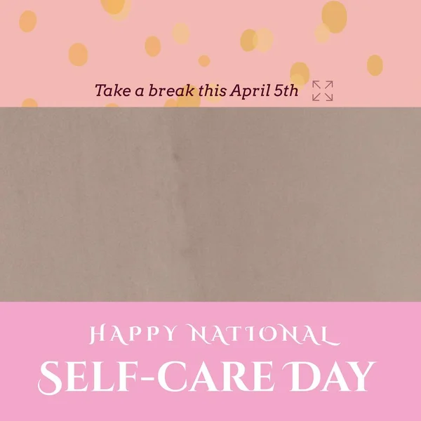 Composition National Self Care Day Text Copy Space Pink Grey — Zdjęcie stockowe