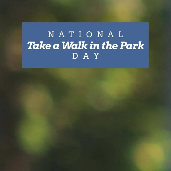 Composite National Take Walk Park Day Text Rectangle Defocused Trees — ストック写真