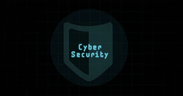 Composition Online Security Text Shield Icon Black Background Global Online — ストック写真