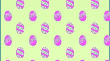Animation of easter eggs on green background. Easter, tradition and celebration concept digitally generated video.