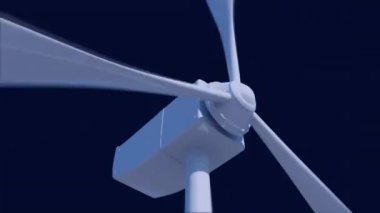 Animation of data processing with scope scanning and light trails over wind turbine. Global connections, computing and digital interface concept digitally generated video.