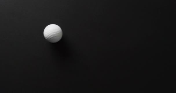 Close Golf Ball Black Background Copy Space Slow Motion Golf — Stockvideo