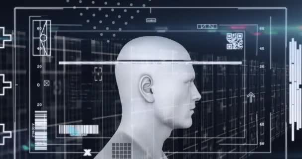 Animation Human Anatomy Scanning Bar Code Illuminated Bars Digitally Generated — Video Stock