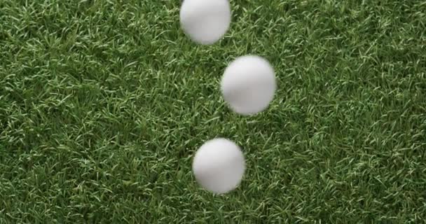 Close Golf Balls Grass Copy Space Slow Motion Golf Sport — Stock videók