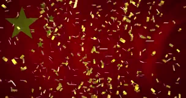 Animation Confetti Falling Flag China National Flags Politics Celebration Concept — Stock video
