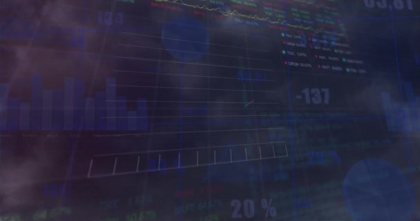 Animation Stock Market Statistical Data Processing Grey Background Global Economy — Video Stock