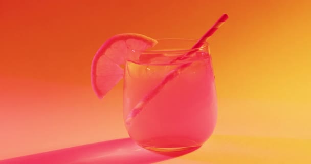 Close Drink Orange Orange Background Cocktail Day Party Celebration Concept — Wideo stockowe