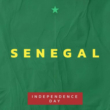 Composition of senegal independence day text over green background. Senegal independence day and celebration concept digitally generated image.
