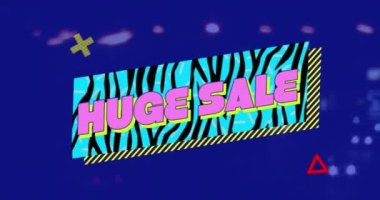Animation of colorful huge sale text banner against night city traffic. Sale discount and retail business concept