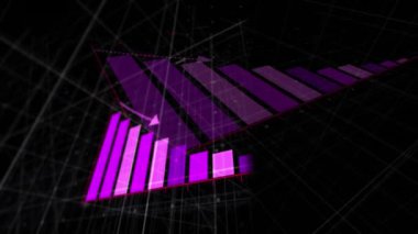 Siyah arka planda finansal veri işleme animasyonu. Küresel iş, finans ve dijital arayüz kavramı dijital olarak oluşturulmuş video.