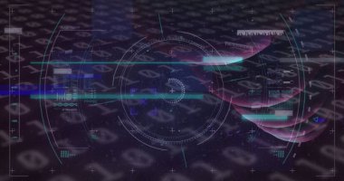 Composition of dna strand over binary coding data processing. Global science, computing and data processing concept digitally generated video.