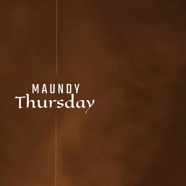 Composition of maundy thursday text and copy space on brown background. Maundy thursday, holy week, catholicism, religion and tradition concept digitally generated image.