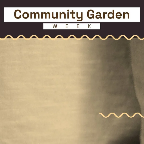 Composition of community garden week text and copy space on grey background. Community garden week, gardening and sustainability concept digitally generated image.