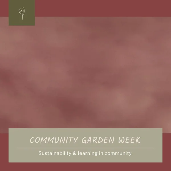 Composition of community garden week text and copy space on brown background. Community garden week, gardening and sustainability concept digitally generated image.
