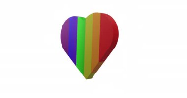 Animation of rainbow heart moving on white background. Valentine's day, love and celebration concept digitally generated video.