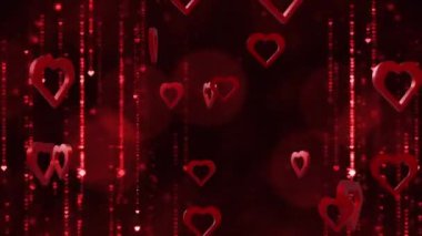 Animation of red hearts over light spots on black background. Valentine's day, love and celebration concept digitally generated video.