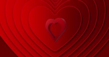 Animation of red hearts on red background. Valentine's day, love and celebration concept digitally generated video.