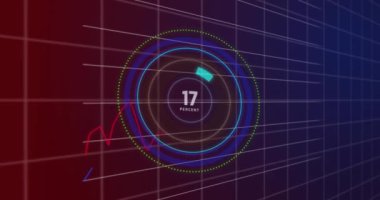 Animation of scope scanning and data processing over grid. Global business, finances, computing and data processing concept digitally generated video.