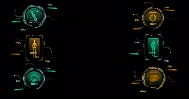 Dürbünün Animasyonu Kara Arkaplan Üzerinde Bilimsel Veri Işleme Küresel Bilim — Stok video