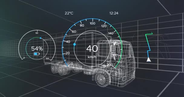 Animation Eco Icons Data Processing Car Technical Drawing Global Eco — Wideo stockowe