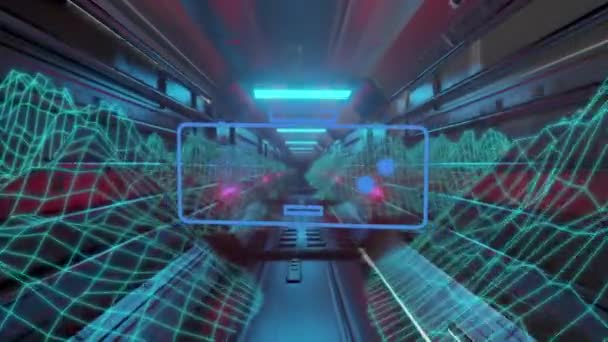 Žhnoucí Tunel Červeným Modrým Světlem Pohybující Hypnotickým Pohybem Globální Síťový — Stock video