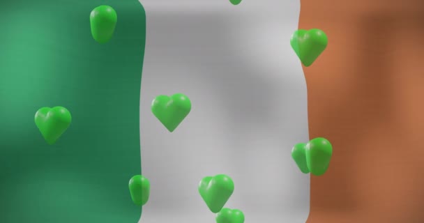Animation Patrick Day Green Hearts Irish Flag Background Patrick Day — Stok video