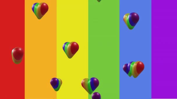 Animation Rainbow Hearts Moving Colorful Background Valentine Day Love Celebration — Video Stock