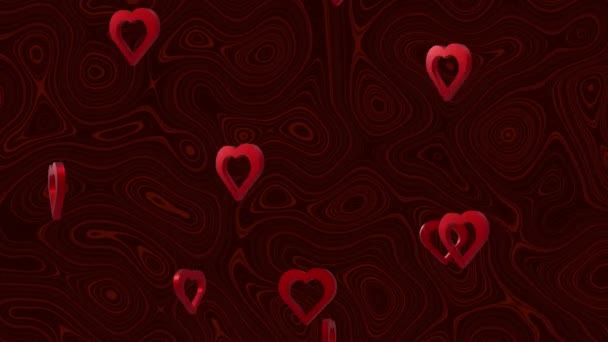 黒い背景に赤いハートのアニメーション バレンタインデー 愛とお祝いのコンセプトデジタル生成ビデオ — ストック動画