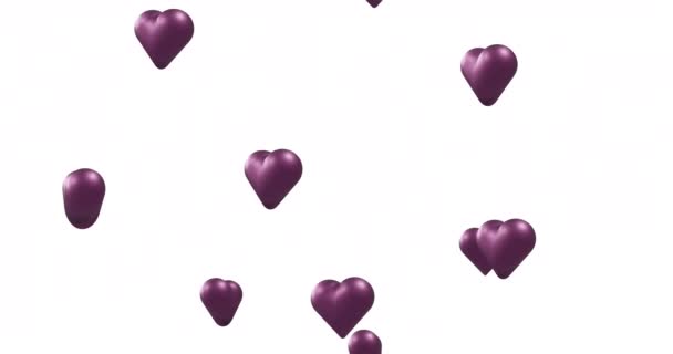 Animation Cœurs Violets Déplaçant Sur Fond Blanc Valentine Day Love — Video