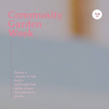 Composition of community garden week text and copy space on grey background. Community garden week, gardening and sustainability concept digitally generated image.