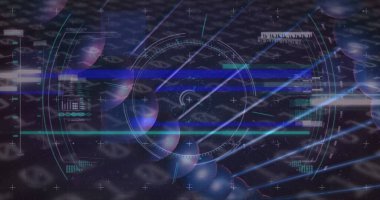 Composition of dna strand over binary coding data processing. Global science, computing and data processing concept digitally generated video.