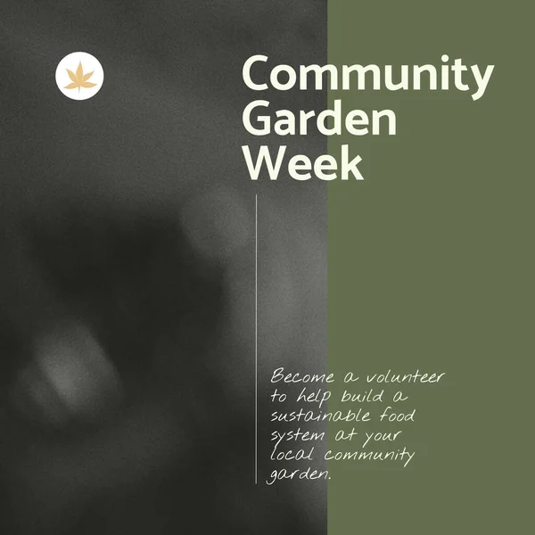 Kompozycja Wspólnotowego Tygodnia Ogrodowego Tekst Kopiowanie Miejsca Szarym Tle Wspólnotowy — Zdjęcie stockowe