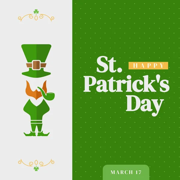 Image Patrick Day Text Leprechaun Green Background Patrick Day Irish — Stockfoto