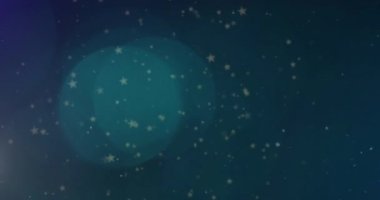 Animation of stars and snow falling over light spots on black background. Abstract background, pattern and movement concept digitally generated video.