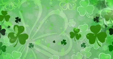 Animation of st patrick's day text and shamrock on green background. St patrick's day, irish tradition and celebration concept digitally generated video.