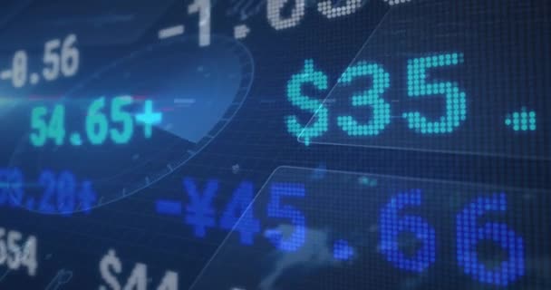 Animation Financial Data Processing Statistics Global Business Finances Digital Interface — Stock video