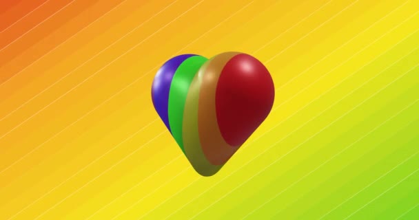 彩虹心在五彩斑斓的背景上流动的动画 情人节 爱和庆祝的概念数码生成视频 — 图库视频影像