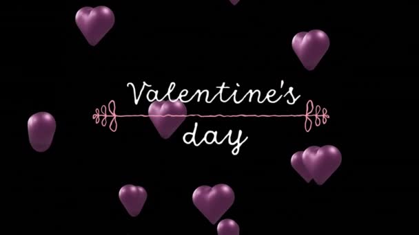 Animation Texte Saint Valentin Sur Des Cœurs Violets Sur Fond — Video