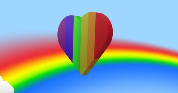 Animation Rainbow Heart Rainbow Sky Clouds Valentine Day Love Celebration — 图库视频影像