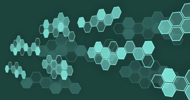 Animation Scientific Data Processing Hexagons Green Background Global Science Digital — 图库视频影像
