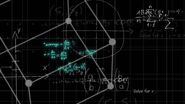 Animation Mathematical Formulae Scientific Data Processing Black Background Global Science — 图库视频影像