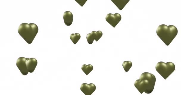 Animation Green Hearts Moving White Background Valentine Day Love Celebration — Stock Video